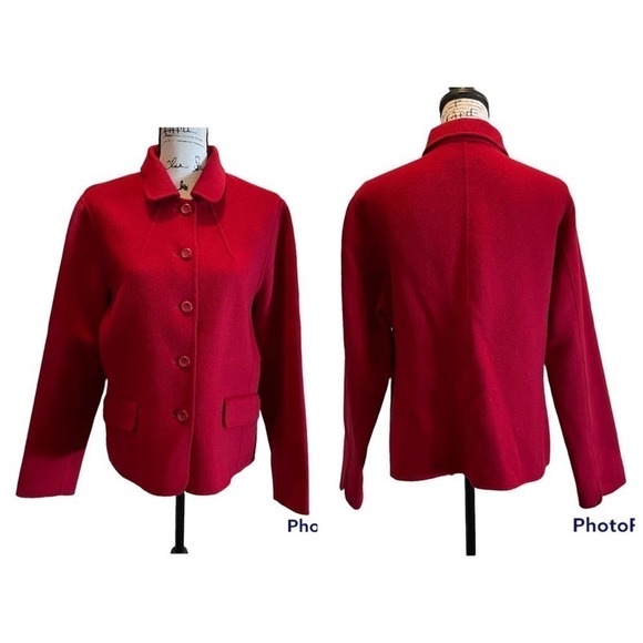 Pendleton Blazer Jacket Size Large Ruby RED Wool Preppy Workwear Business - Picture 10 of 10